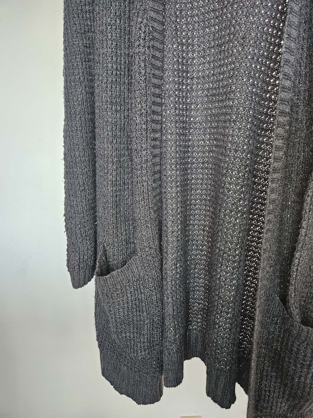 [5/35$]🔥Bluenotes Dark Grey Long Open Front Cardigan with Pockets Knit XL🔥 - Picture 2 of 5